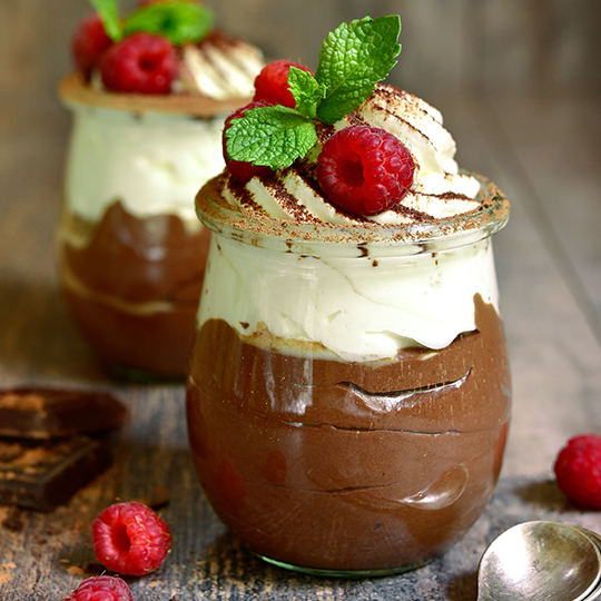 Chocolate-caramel mousse domes