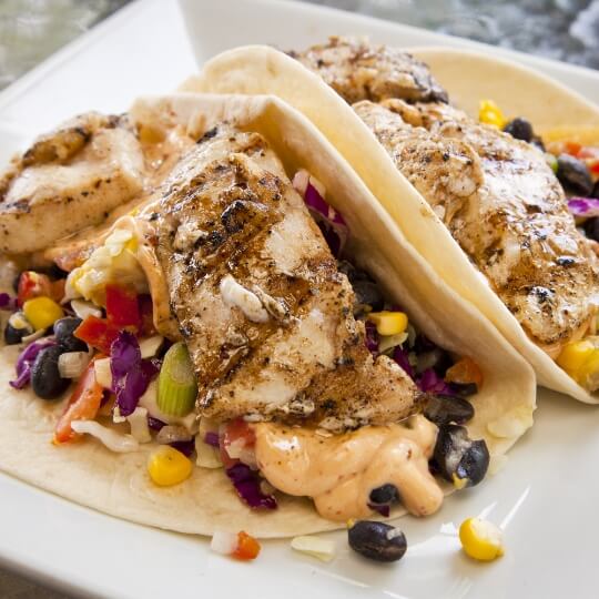 Fish tacos with black beans